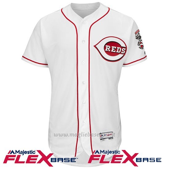 Maglia Baseball Uomo Cincinnati Reds Blank Bianco Flex Base Autentico Collezione